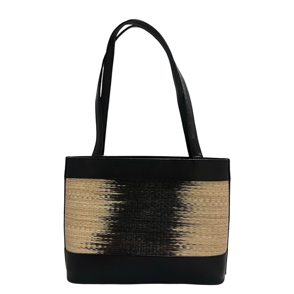 Le Sac for Kultura Buntal Shoulder Bag in Black and Beige